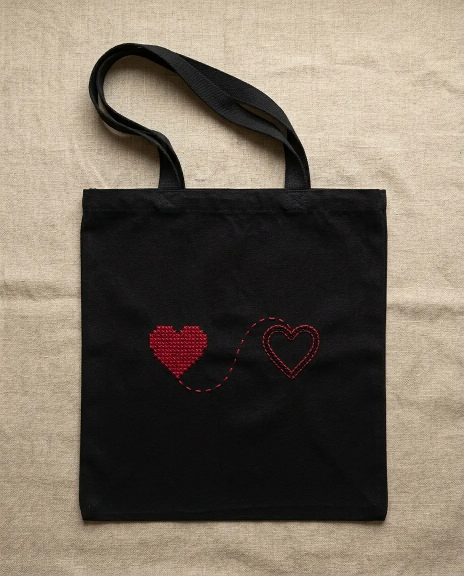 Coração Tote Bag – Black canvas