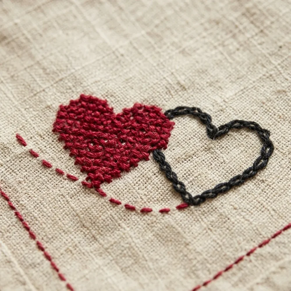 Coração Handkerchief Set – embroidery detail