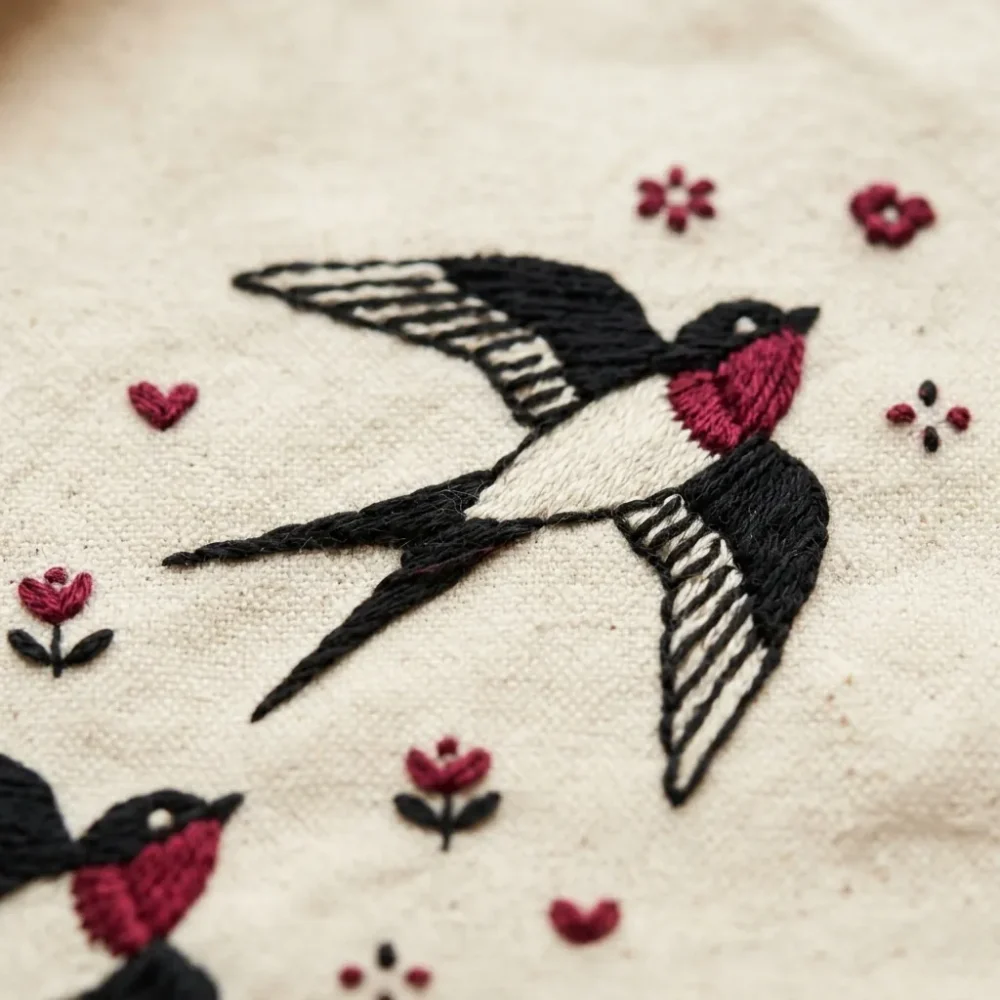 Andorinha Tote Bag – embroidery detail