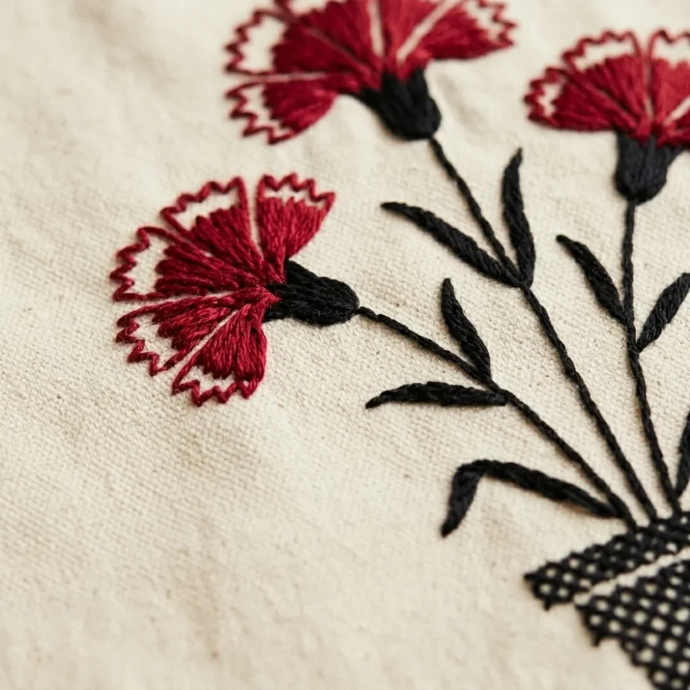 Cravo Market Tote – embroidery detail