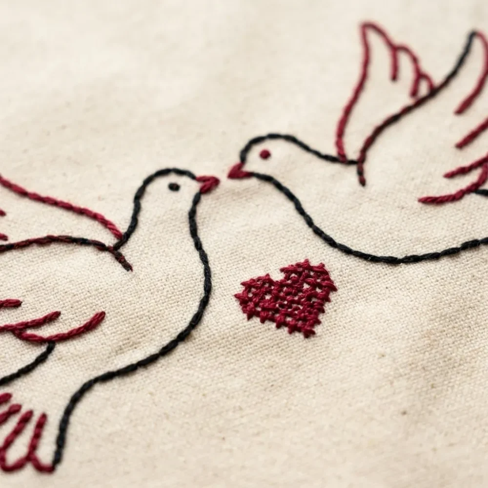 Pombas Tote Bag – embroidery detail