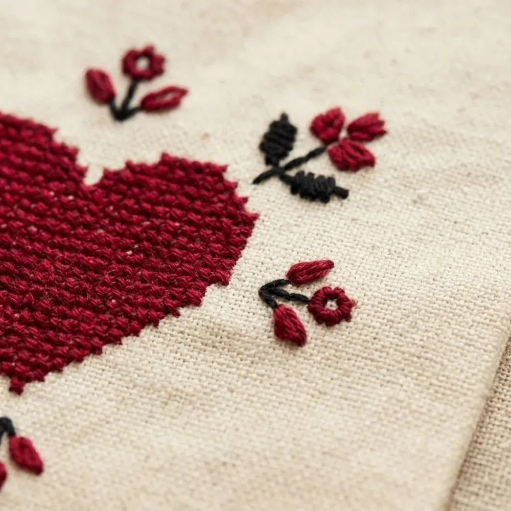 Little Heart Tote – embroidery detail