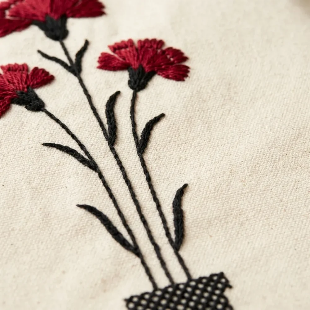 Vaso Zip Tote – embroidery detail