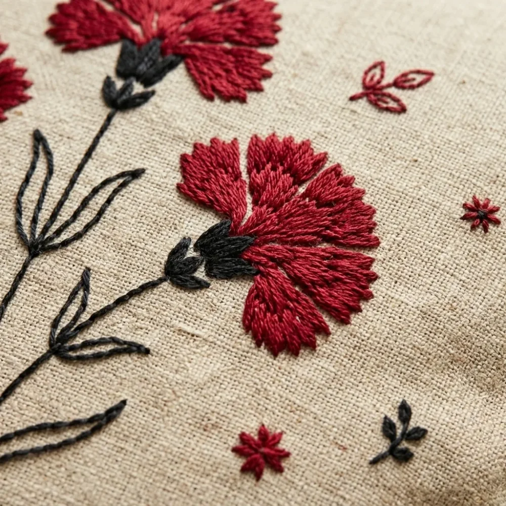 Cravo Pillow Cover – embroidery detail