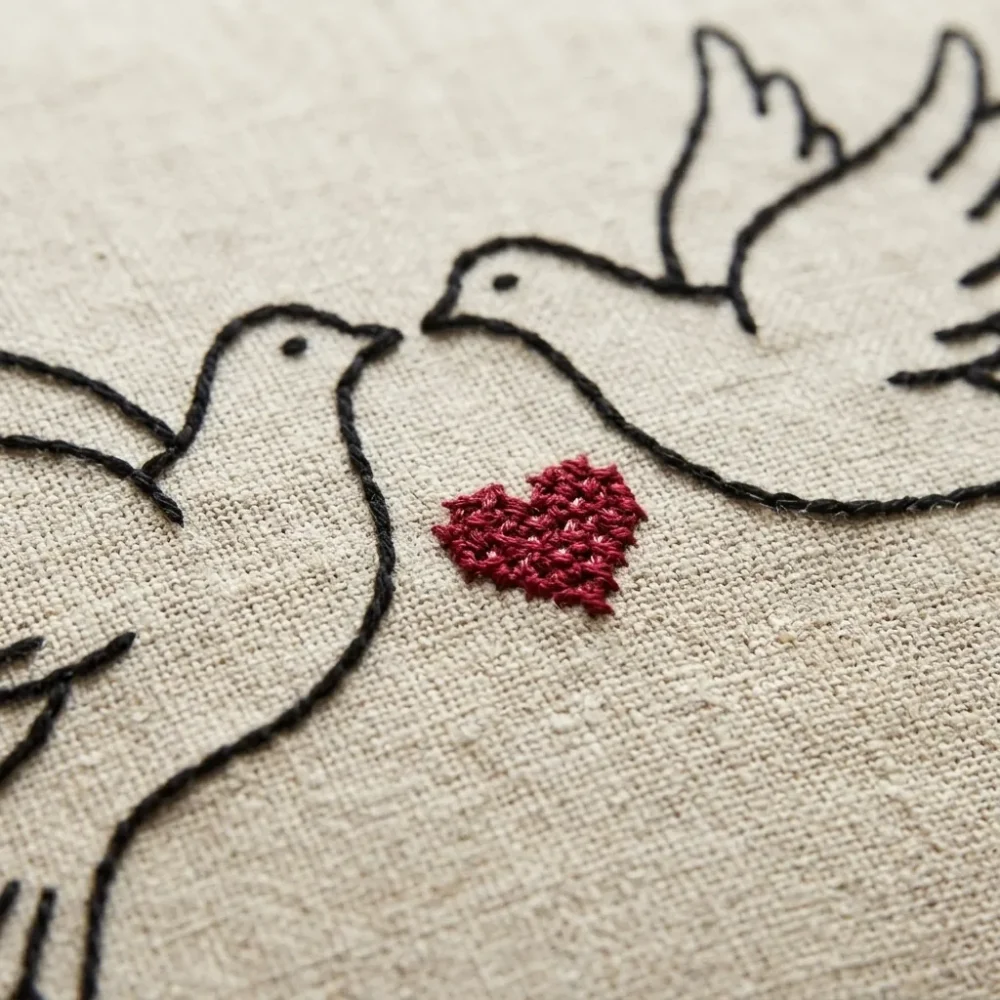 Pombas Pillow Cover – embroidery detail