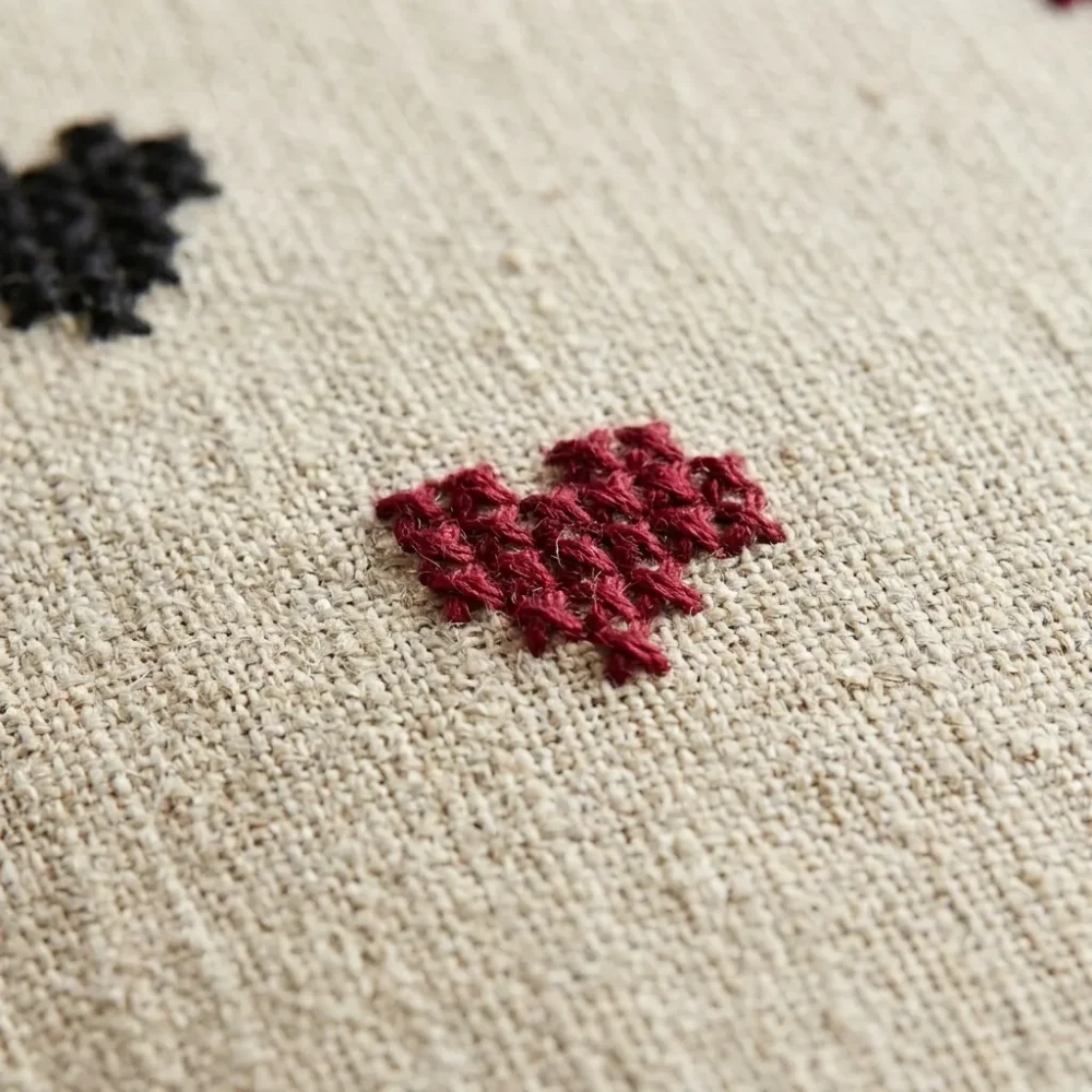 Little Hearts Pillow Cover – embroidery detail