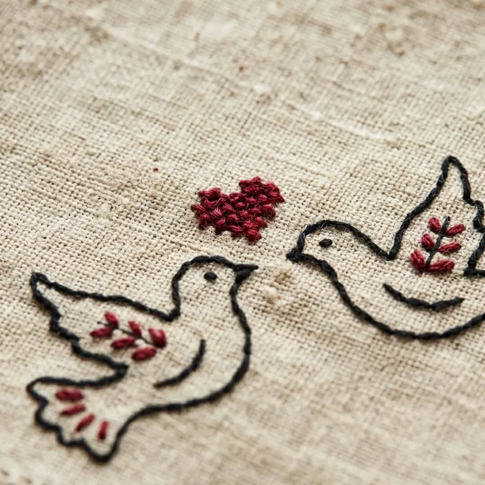 Pombas Napkins, Set of 6 – embroidery detail