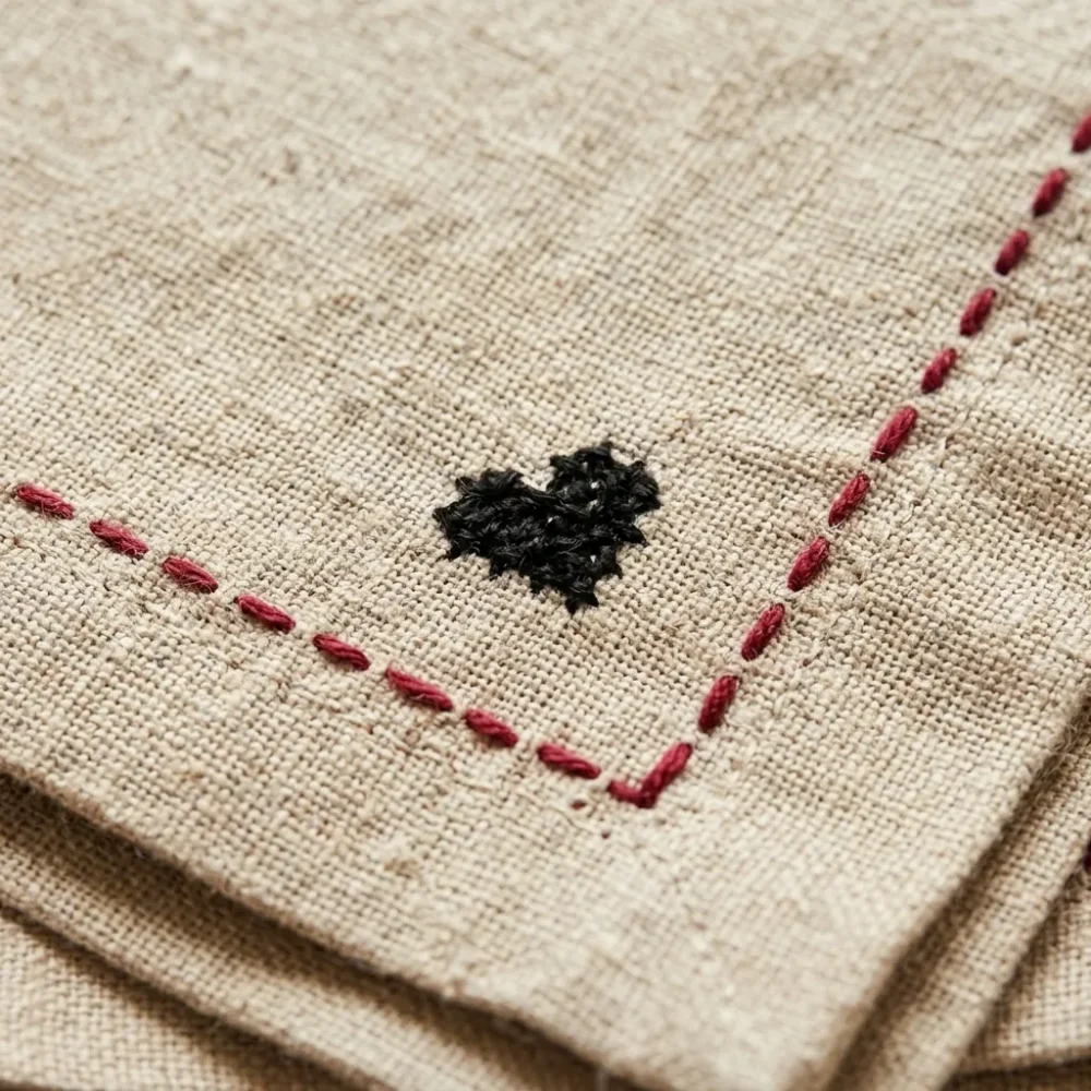 Running Stitch Napkins, Set of 6 – embroidery detail