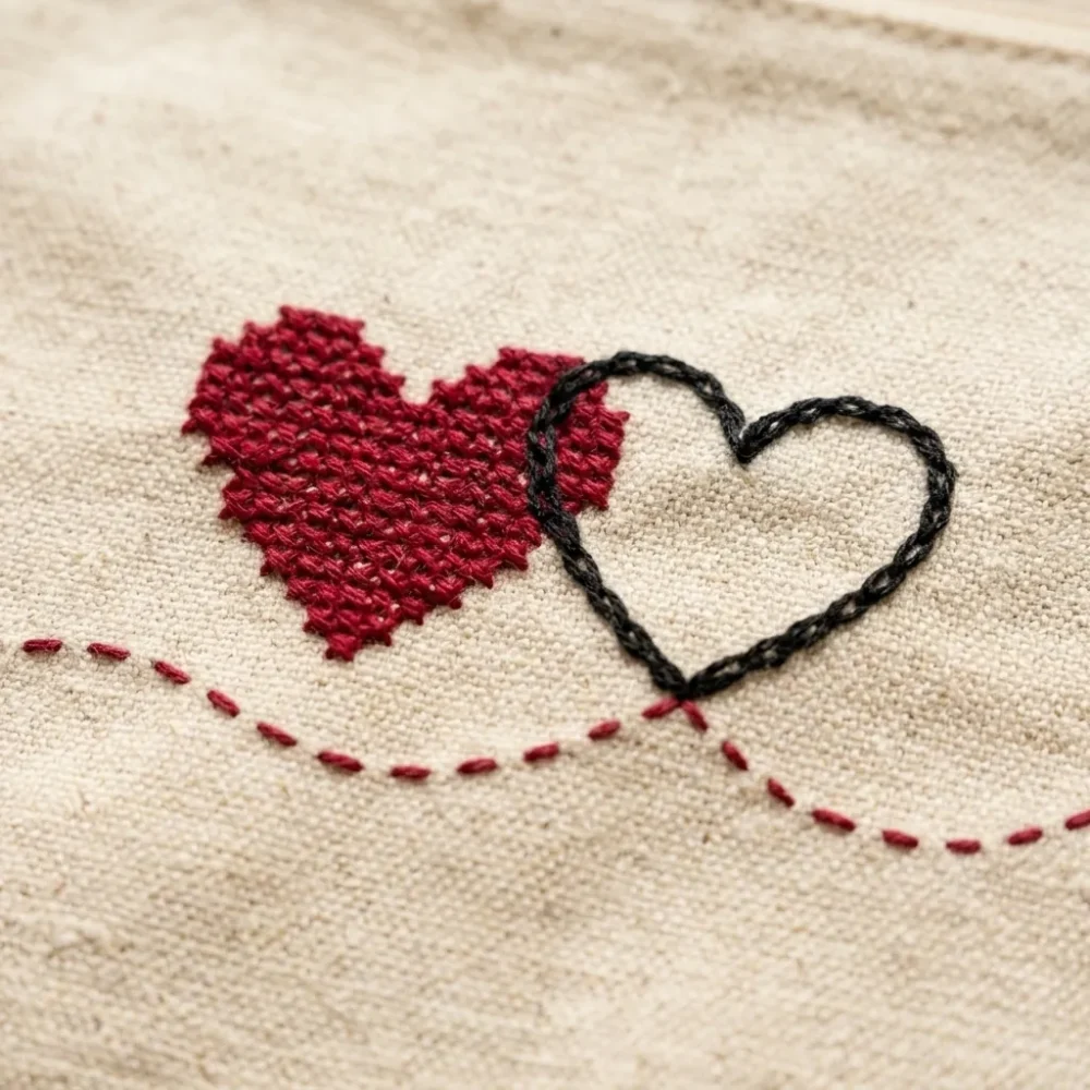 Coração Pouch – embroidery detail