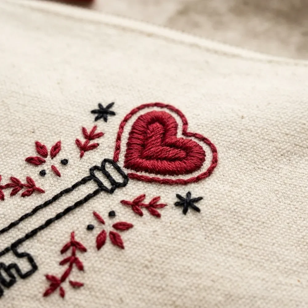 Chave Pouch – embroidery detail