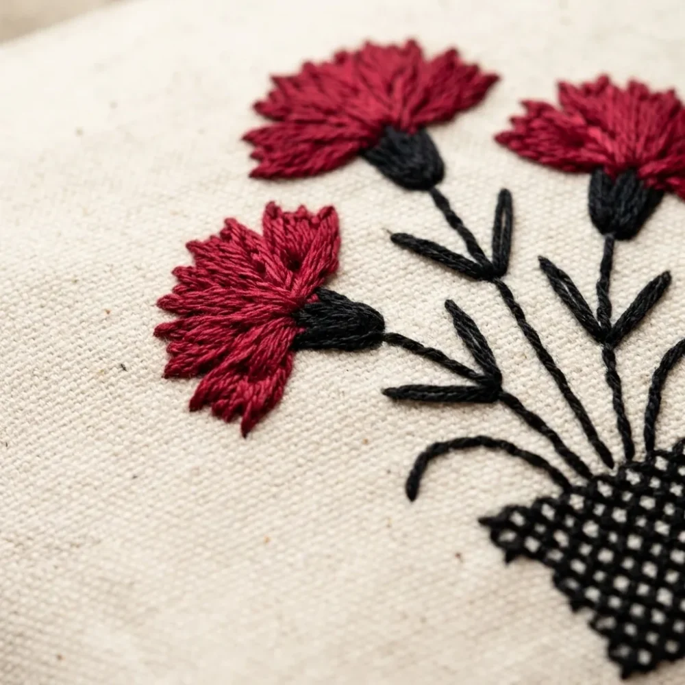Cravo Pouch – embroidery detail