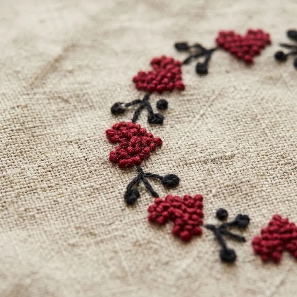 Initial Heart Handkerchief Set – embroidery detail