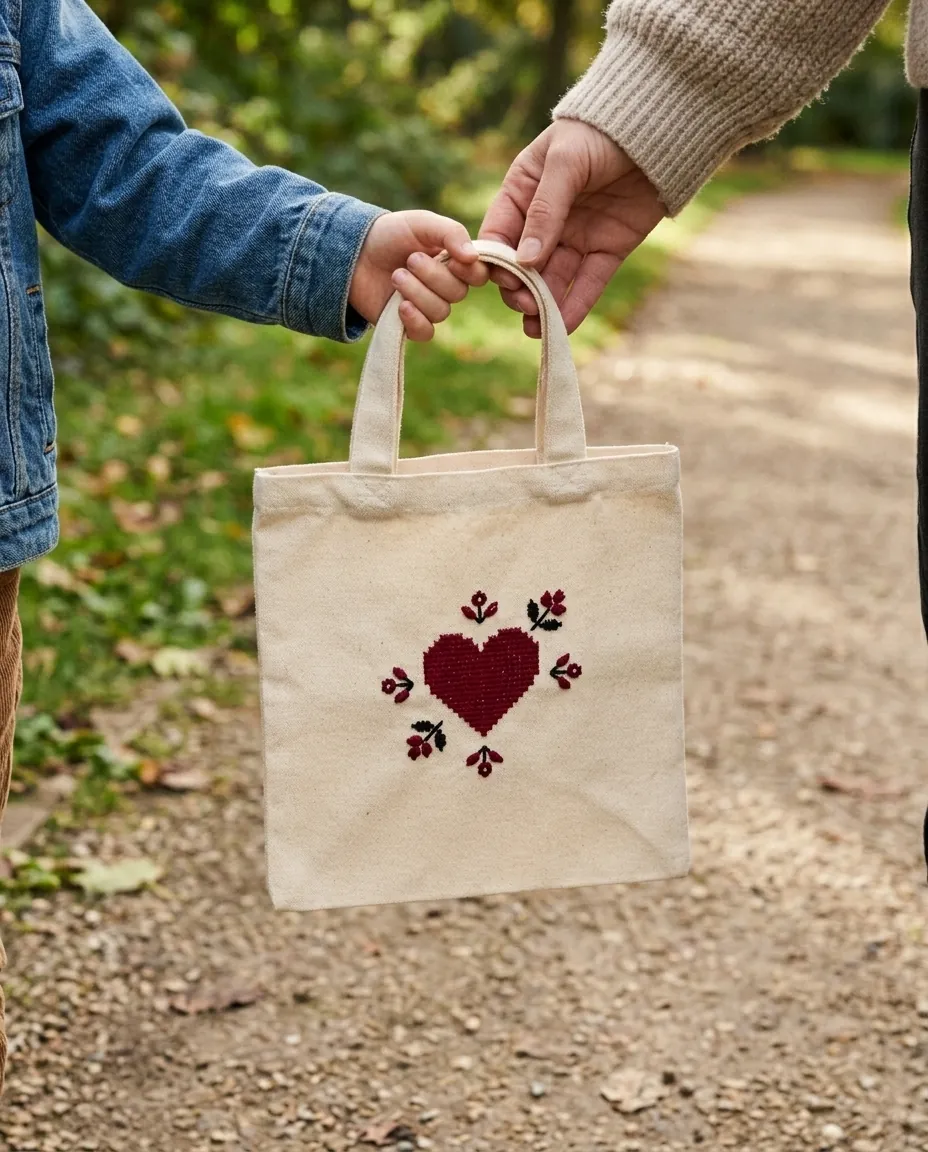 Little Heart Tote – in use