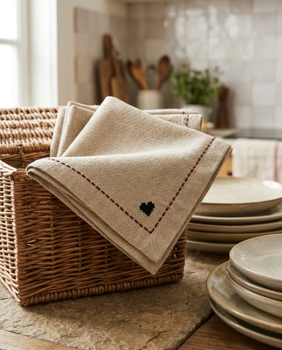 Running Stitch Napkins, Set of 6 – in use
