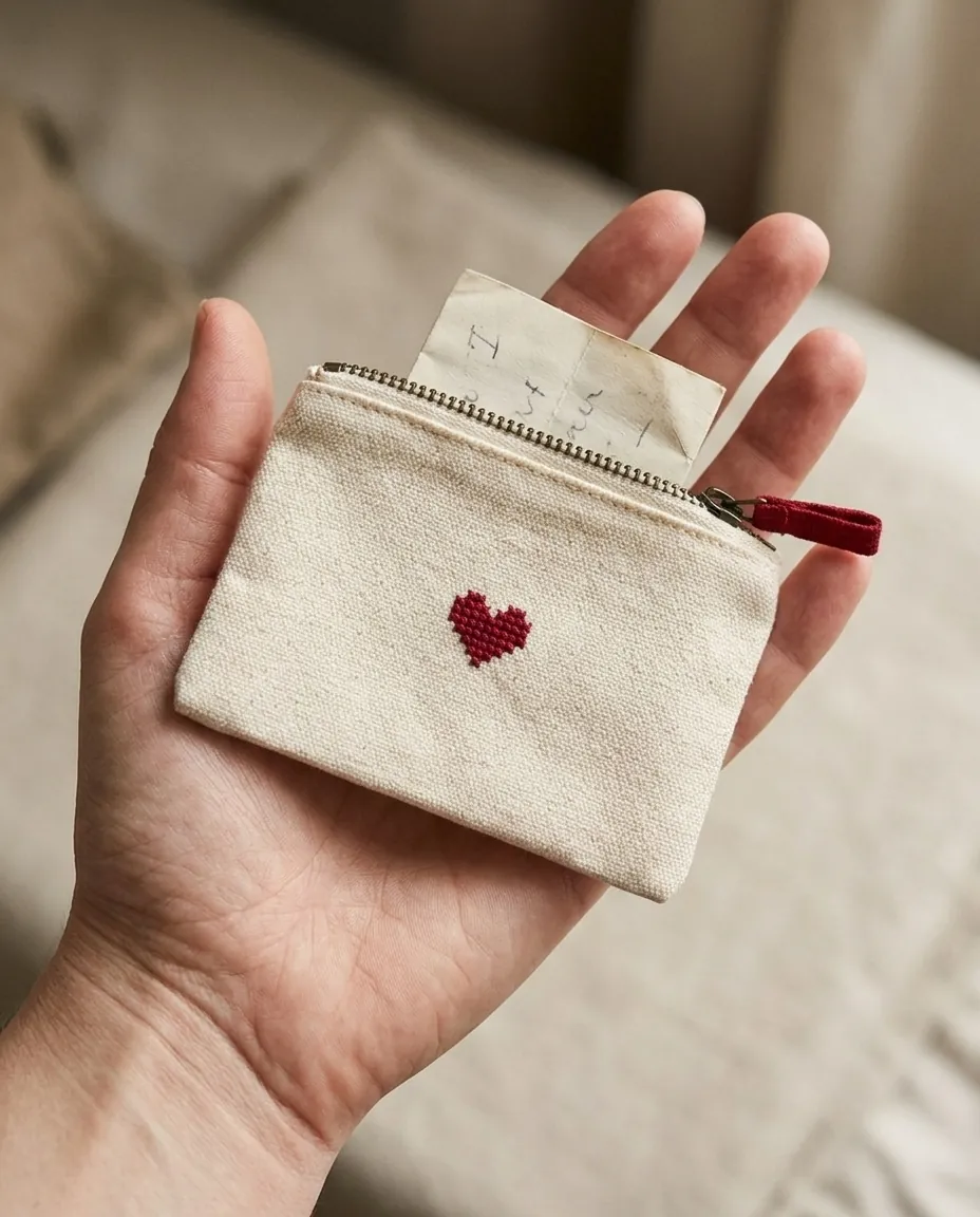 Little Heart Mini Pouch – in use