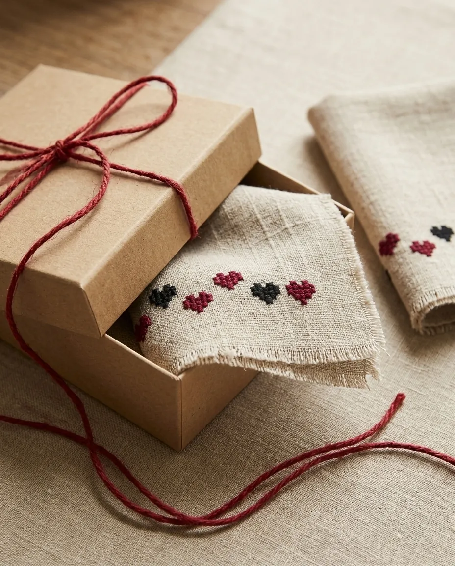 Little Hearts Handkerchief Set – in use