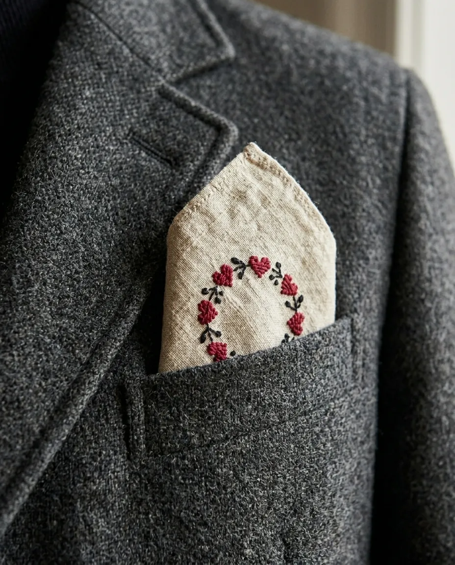 Initial Heart Handkerchief Set – in use